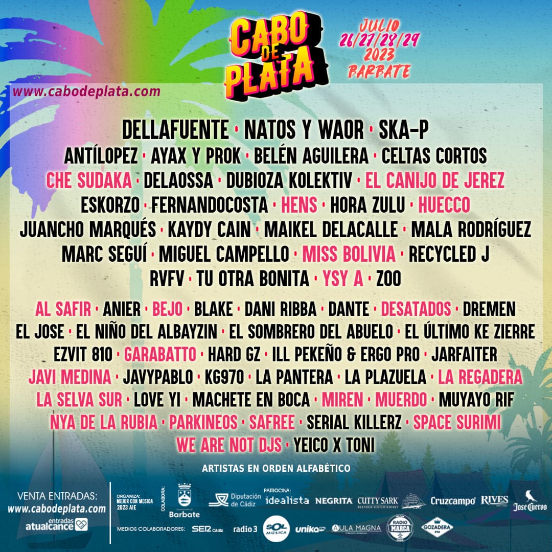 Cabo de Plata cierra cartel con 20 artistas que subirán aún más el ambiente festivo y divertido del festival gaditano